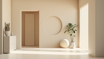 beige aesthetic minimalist interior illustration