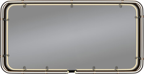 A blank glass neon sign board, transparent BG in PNG file