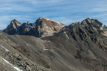 Au Col de Valmeinier , vur sur Mont thabor , Paysage du massif des Cerces et du Mont Thabor à l' automne , Hautes-Alpes , France	