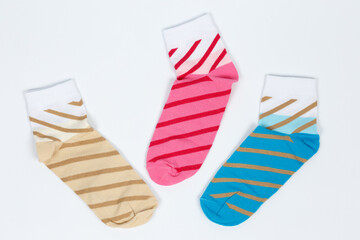 Socks on a white background. Socks on the leg.