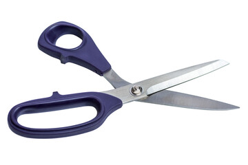 Open scissors for paper and sewing. Isolated on white background. Close-up.