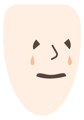 Crying theater mask. Human emotion symbol. Sadness sign