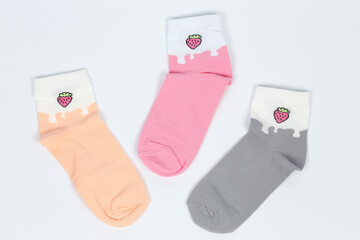 Socks on a white background. Socks on the leg.