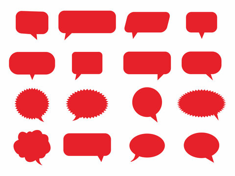  Speech Bubble chat with Red Color. Collection of Bulle Discussion 