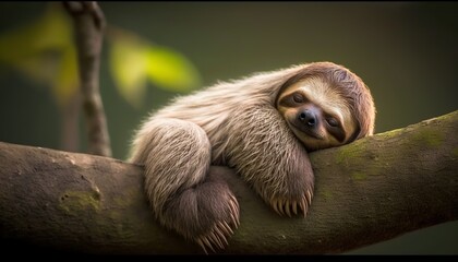 Fototapeta premium cute and funny lazy sloth