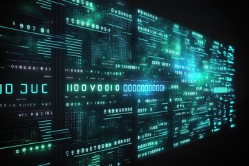 Obraz premium Abstract cyberspace Code digital technology background. Stream big data. Generative AI