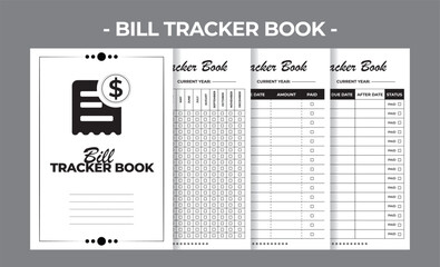 Printable KDP Bill Tracker Book Vector Design Template