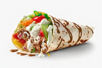 Delicious Doner kebab or shawarma isolated on white background