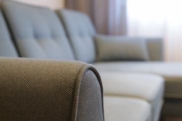 Furniture fabric close up. Image of sofa texture surface.