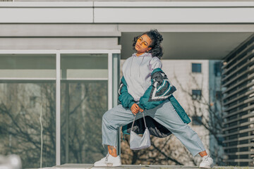 urban girl dancing in the street