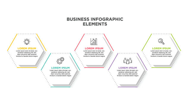 Infographics for business concept with icons and 5 options or steps. For content, diagram, flowchart, steps, parts, timeline infographics, workflow, chart.
