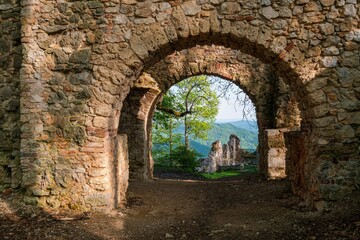 Muran castle ruins, Slovak republic, central Europe. Travel destination.