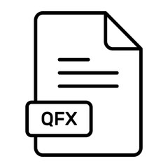 An amazing vector icon of QFX file, editable design