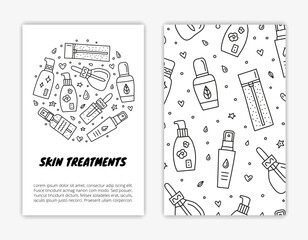 Card templates with serum, ampoule, essence bottles.
