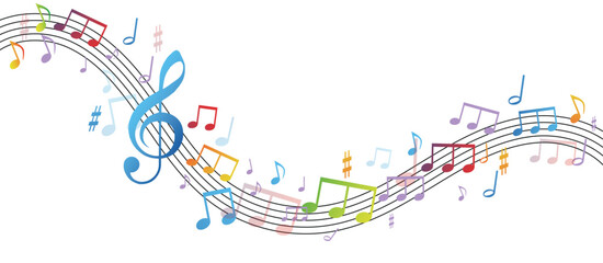 note musicali su sfondo nero, concetto di musica, concerto © xyz+