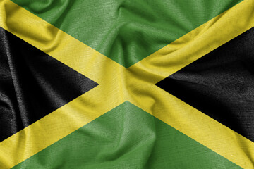 Jamaica country flag background realistic silk fabric