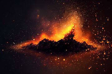 Amazing Fire embers particles over color background, Fire sparks background, Abstract dark glitter fire particles lights. Generative Ai