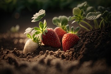 strawberries in the forest with Generative AI