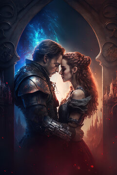 Romeo and Juliet together in a post apocalyptic high tech world. Generative Ai.