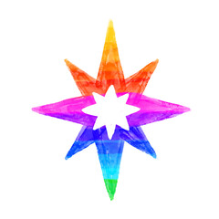 Watercolor Star - Star illustration in rainbow color