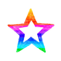 Watercolor Star - Star illustration in rainbow color