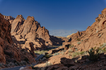 Sunset hiking through Valley of Fire State Park in Nevada