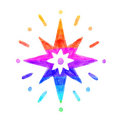 Watercolor Star - Star illustration in rainbow color