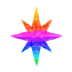 Watercolor Star - Star illustration in rainbow color