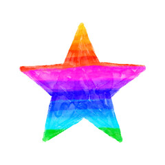 Watercolor Star - Star illustration in rainbow color
