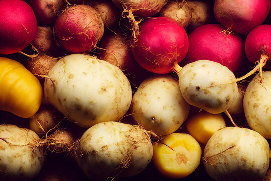 Overhead Shot Of Various Root Vegetables, Generative AI