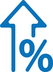 Percentage icon, discount icon blue vector