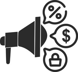 Promotion icon, marketing icon black vector