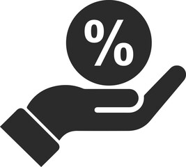 Percentage icon, discount icon black vector