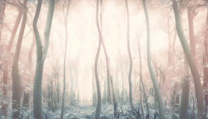 Generative ai pastel tone ethereal and surreal abstract forest landscape
