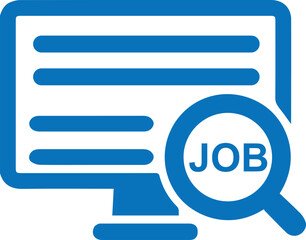 Job search icon, searching job icon blue vector