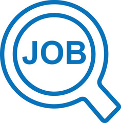 Job search icon, searching job icon blue vector