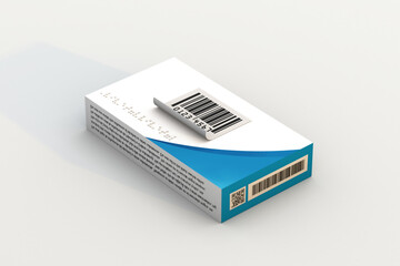 3d mediacal box with code bar a pharma serialization and track and trace concept