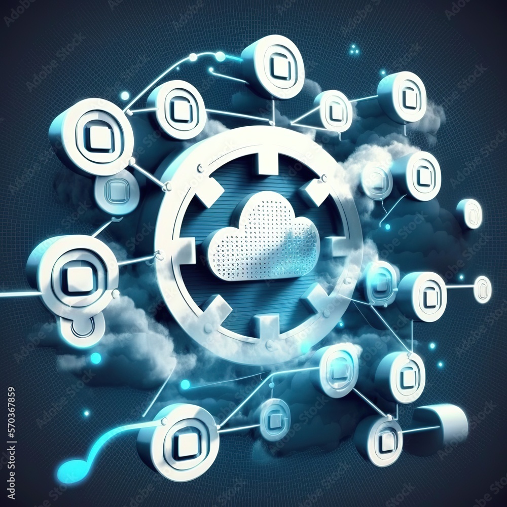 Poster concept of cloud computing. wi-fi in smart cities, generative ai