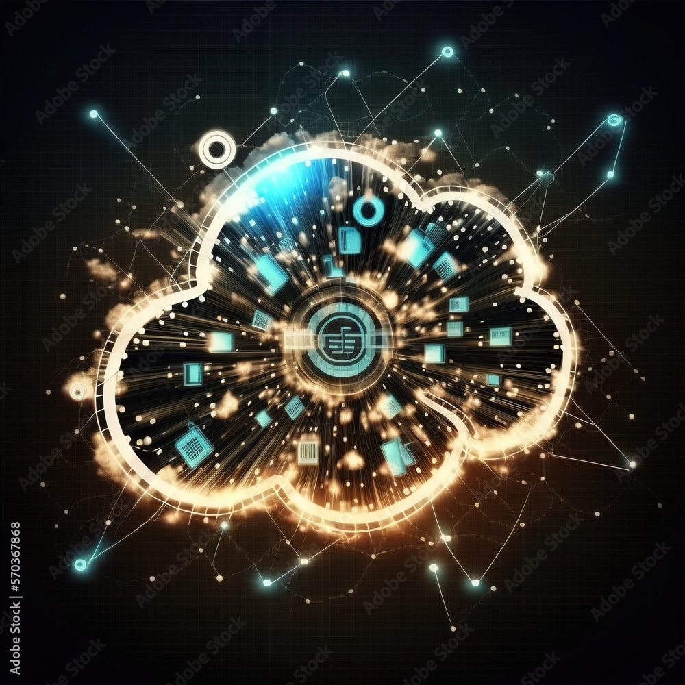 Poster concept of cloud computing. wi-fi in smart cities, generative ai