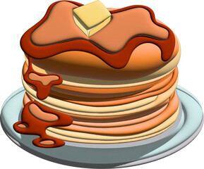 Cake with black and white chocolate 3D illustration.