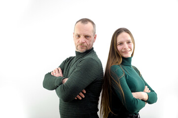 happy couple love smiling embracing, man woman smile looking at camera, isolated over white background