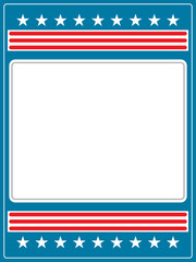 American flag symbols blue red frame border with empty space for your text.	
