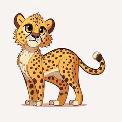 Cute baby cheetah cartoon, ai