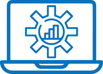 Digital marketing icon, marketing analysis icon blue vector