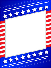 USA flag symbols stars and stripes patriotic frame with empty space for text.