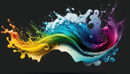 Gardinen Generative AI Rainbow splash wave. Colorful paint splash © Eitan Baron