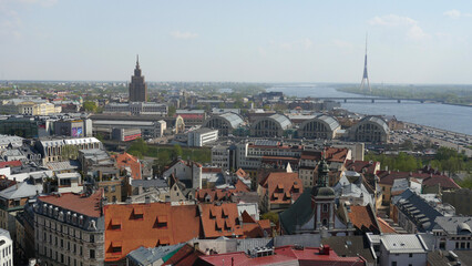 Fototapeta na wymiar General view of the city of Riga from St Peter's church tower