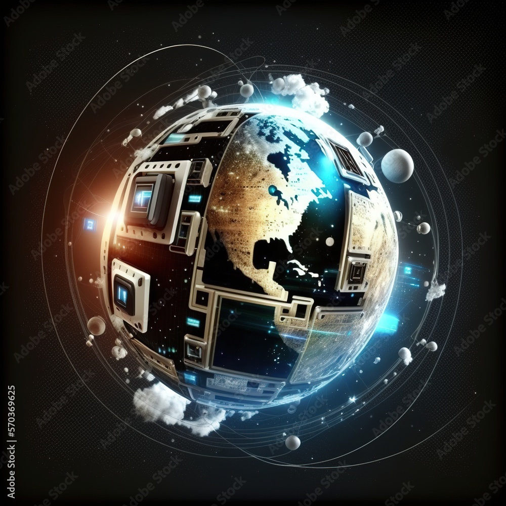 Poster global metaverse internet connection, business: digital marketing technology for global internet con