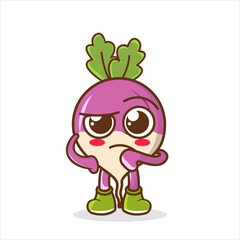 turnip thinking hard vector. cartoon character