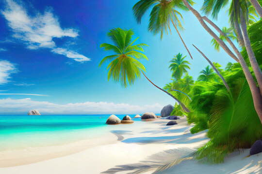 Tropical beach paradise in samoa. Generative Ai
